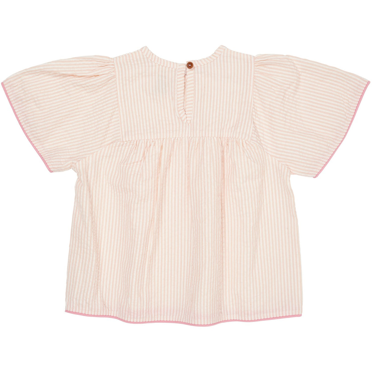 COPENHAGEN COLORS Dusty Rose W Cream Stripe W. Pink Seersucker Blus W. Contrast Edge
