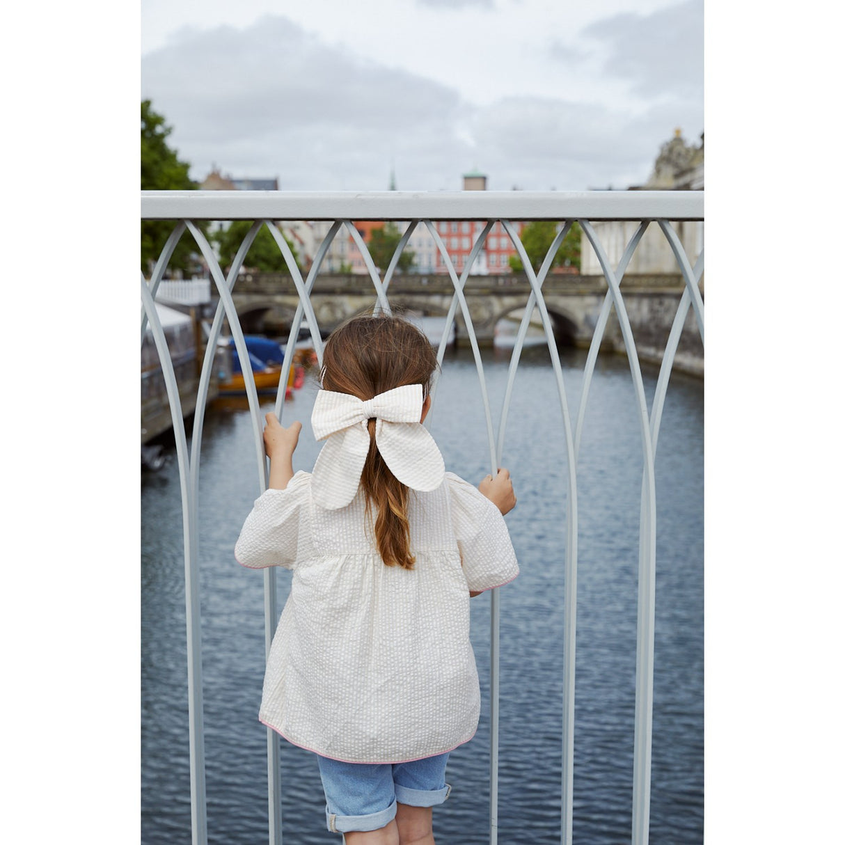 COPENHAGEN COLORS Dusty Rose W Cream Stripe W. Pink Seersucker Blus W. Contrast Edge