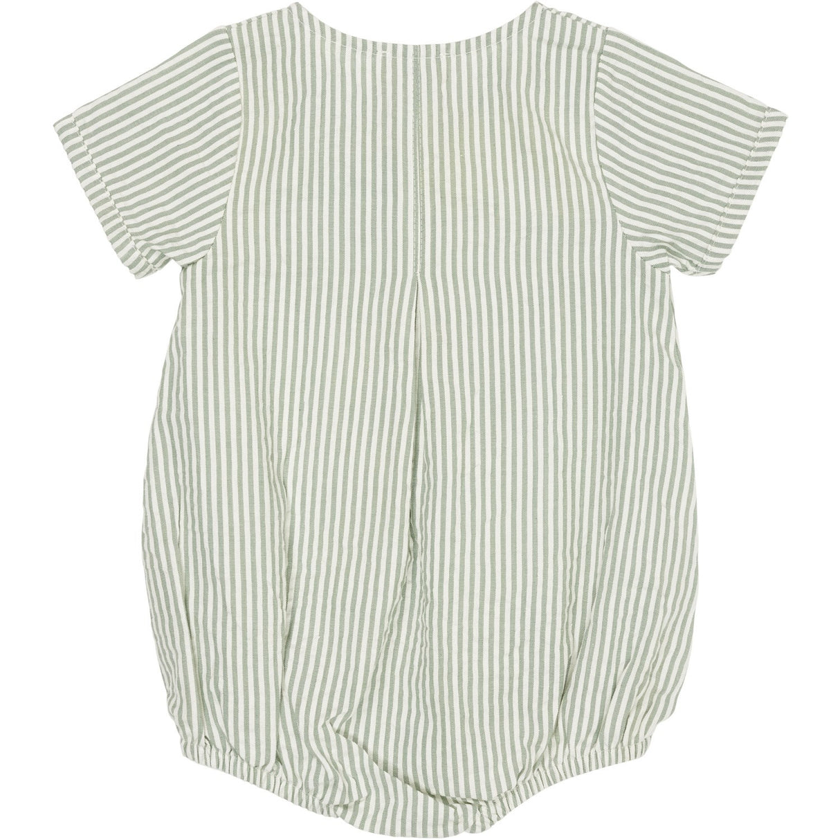 COPENHAGEN COLORS Green W Cream Stripe Seersucker Romper W. Ärmar
