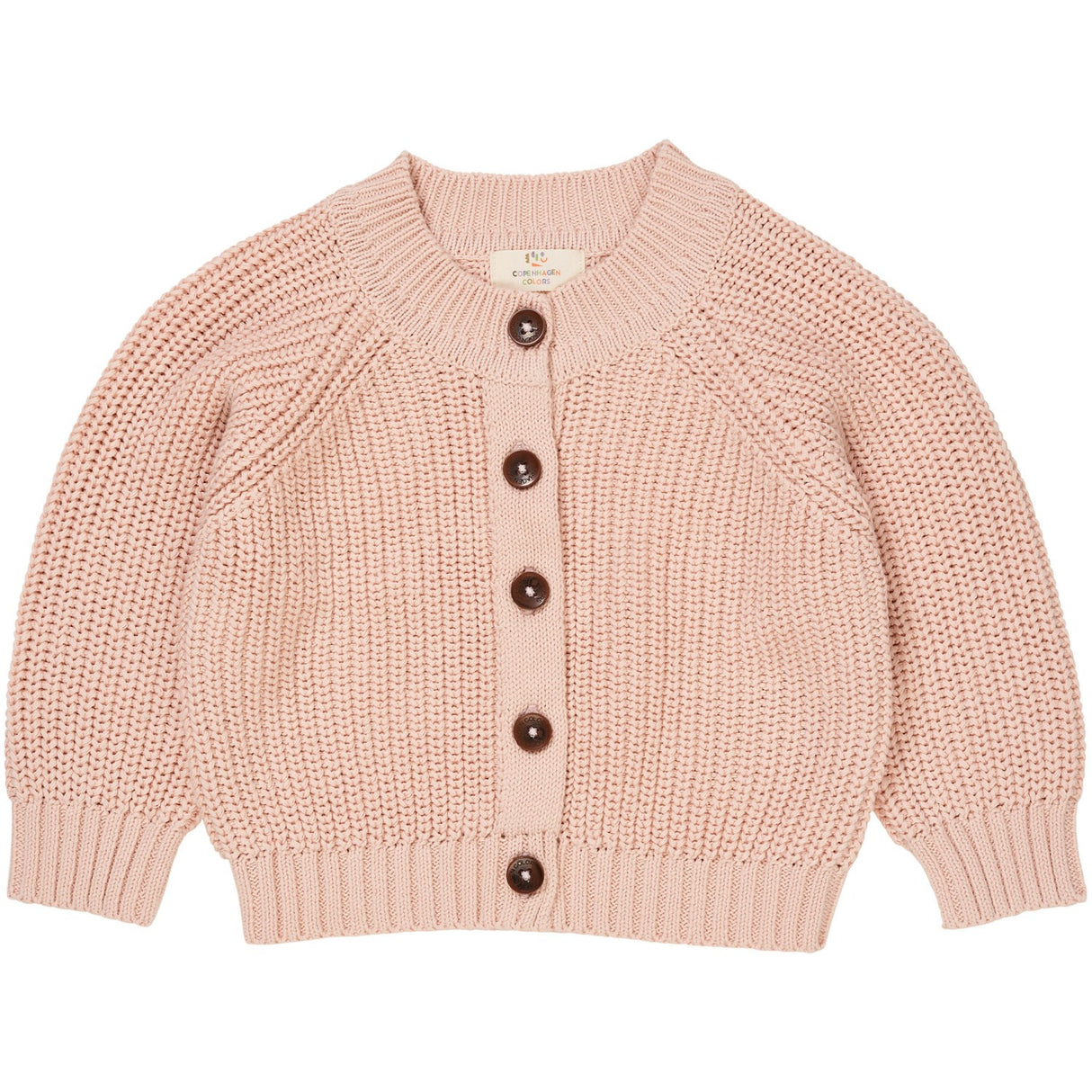 COPENHAGEN COLORS Dusty Rose Stickad Classic Rib Cardigan