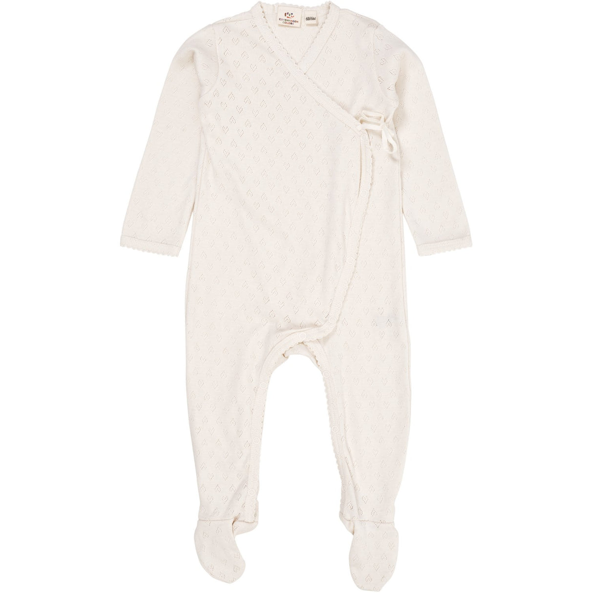 COPENHAGEN COLORS Cream Pointelle Cross-Över Onesie