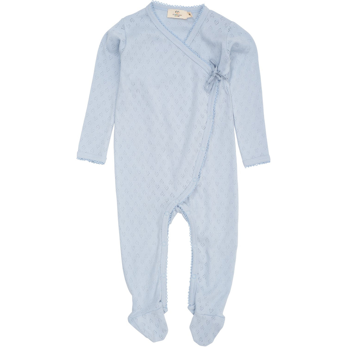 COPENHAGEN COLORS Dusty Blue Pointelle Cross-Över Onesie