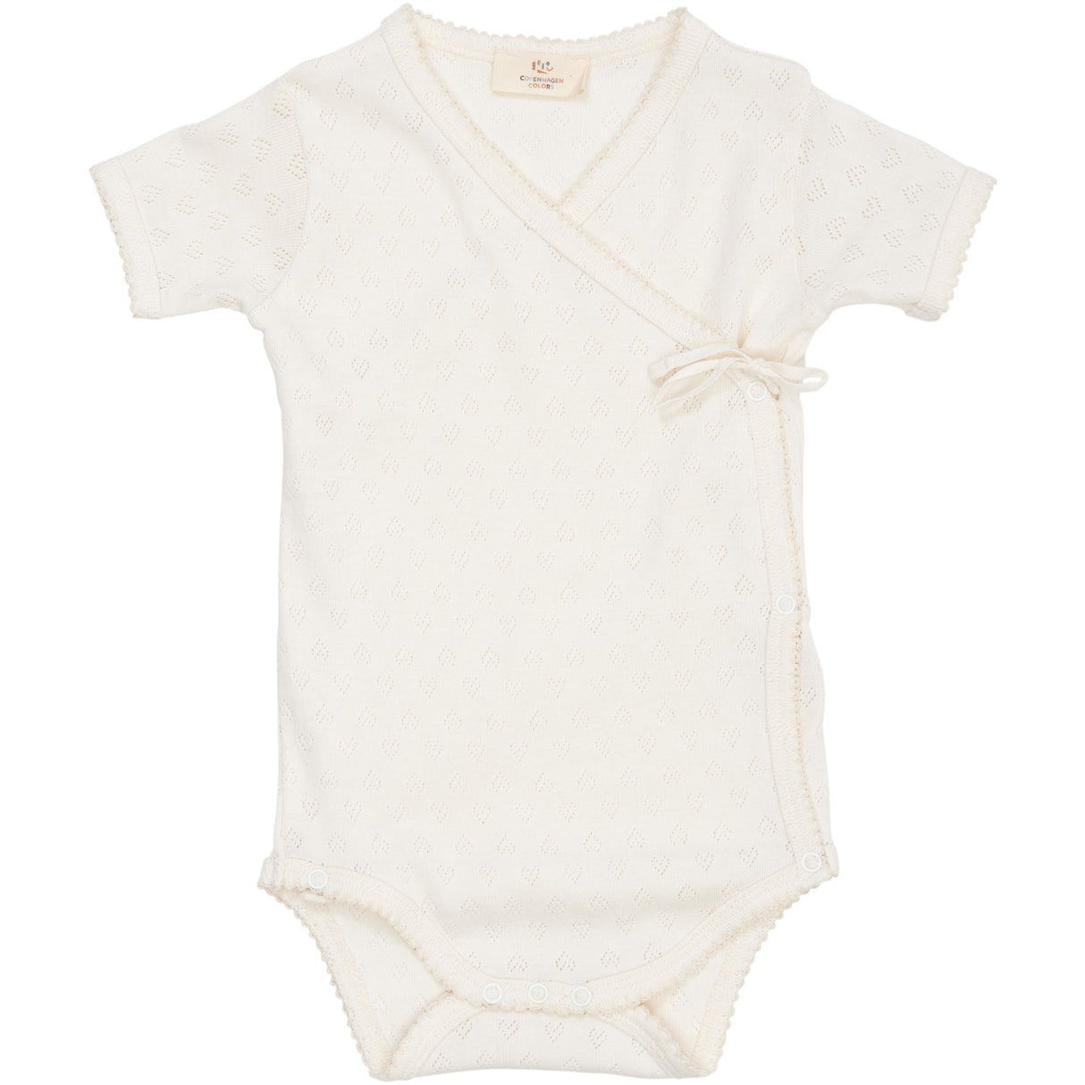 COPENHAGEN COLORS Cream Pointelle Heart Crossover Body Ss