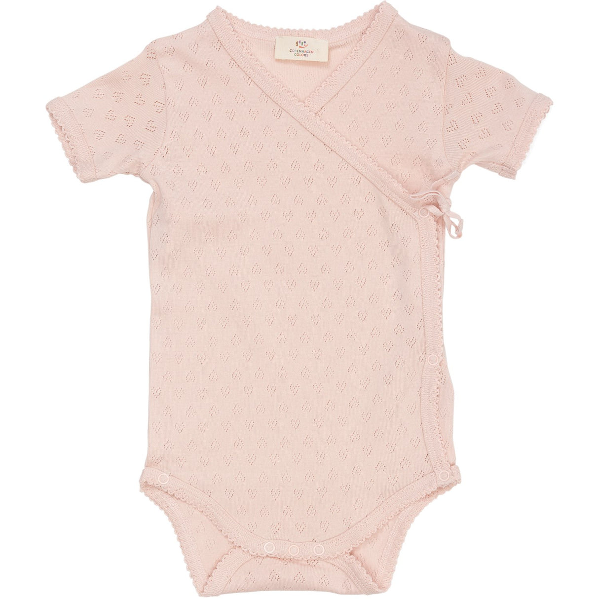 COPENHAGEN COLORS Dusty Rose Pointelle Heart Crossover Body Ss