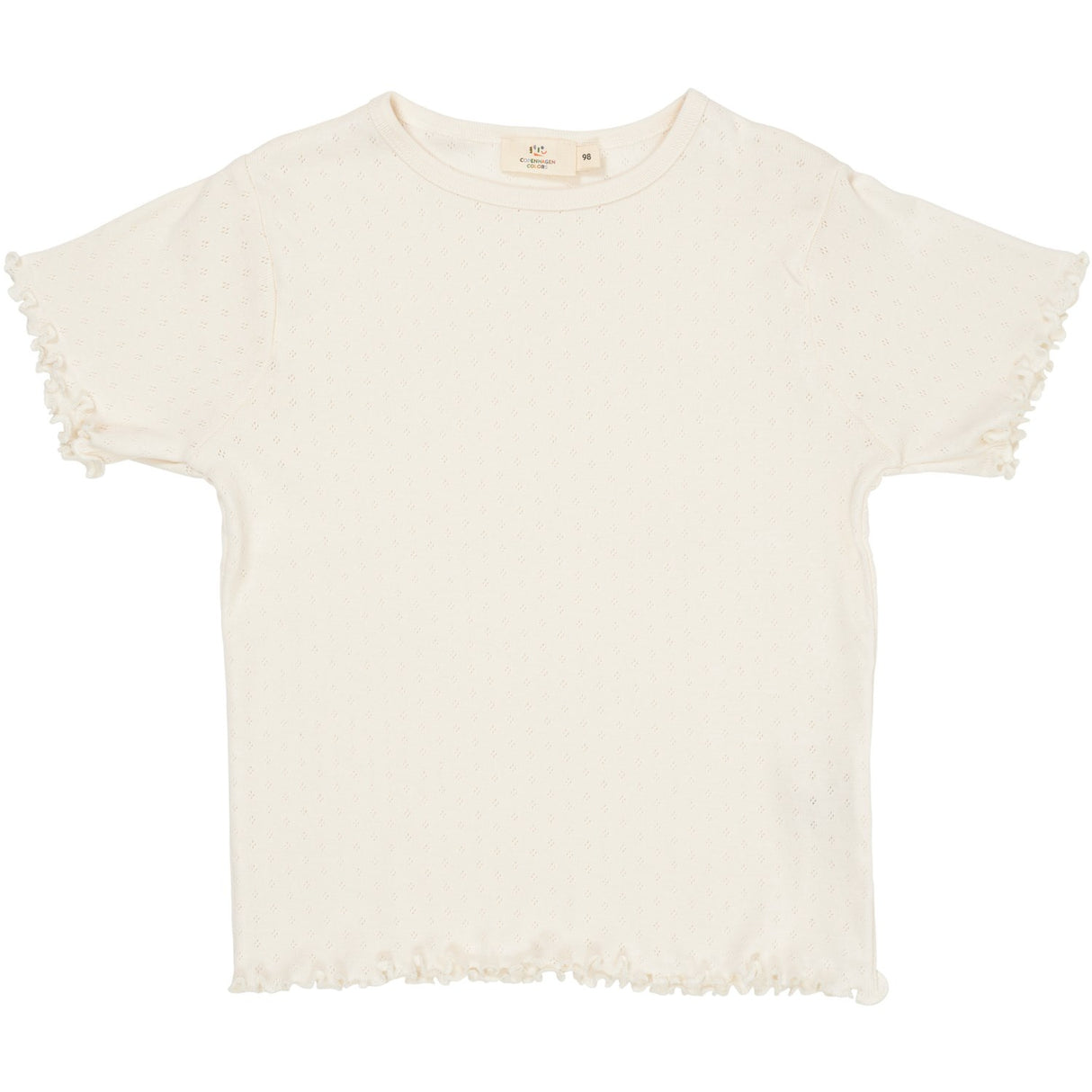 COPENHAGEN COLORS Cream Summer Pointelle T-Skjorta Ss