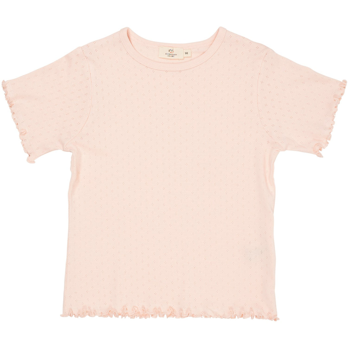 COPENHAGEN COLORS Dusty Rose Summer Pointelle T-Skjorta Ss