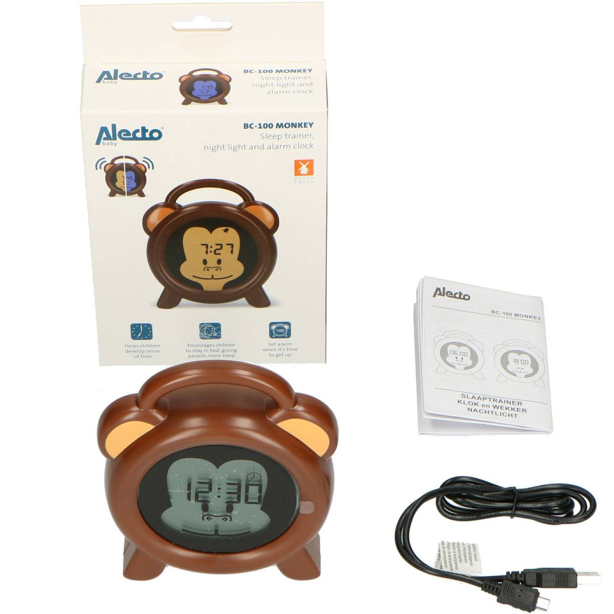 Alecto Monkey Sleep Trainer, Night Light Och Alarm Clock