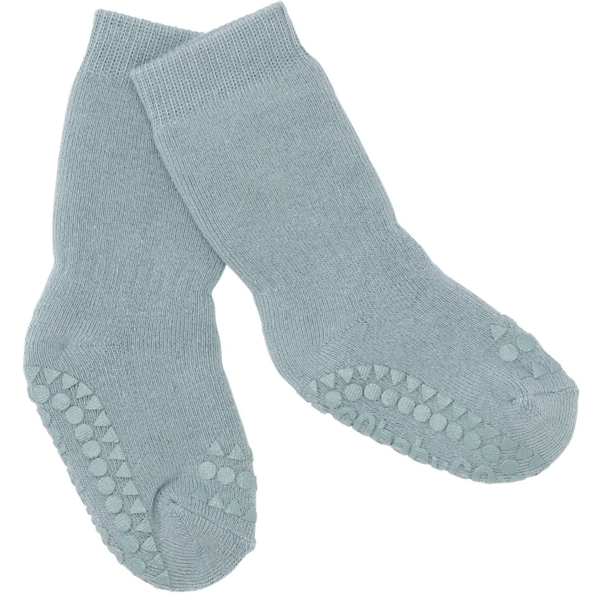 Gobabygo Dusty Blue Non-Slip Strumpor Organic Terry Bomull