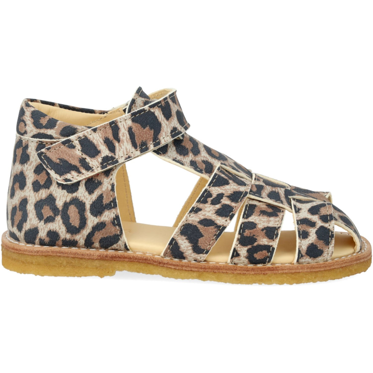 Angulus Leopard suede Börjar Sandal Med Kardborrebandlukning