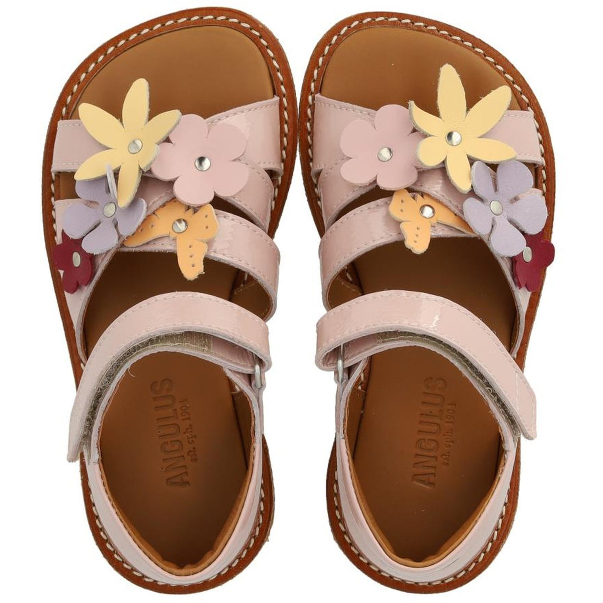 Angulus Rosebud Sandal med Flerfärgade Blommiga Applikationer