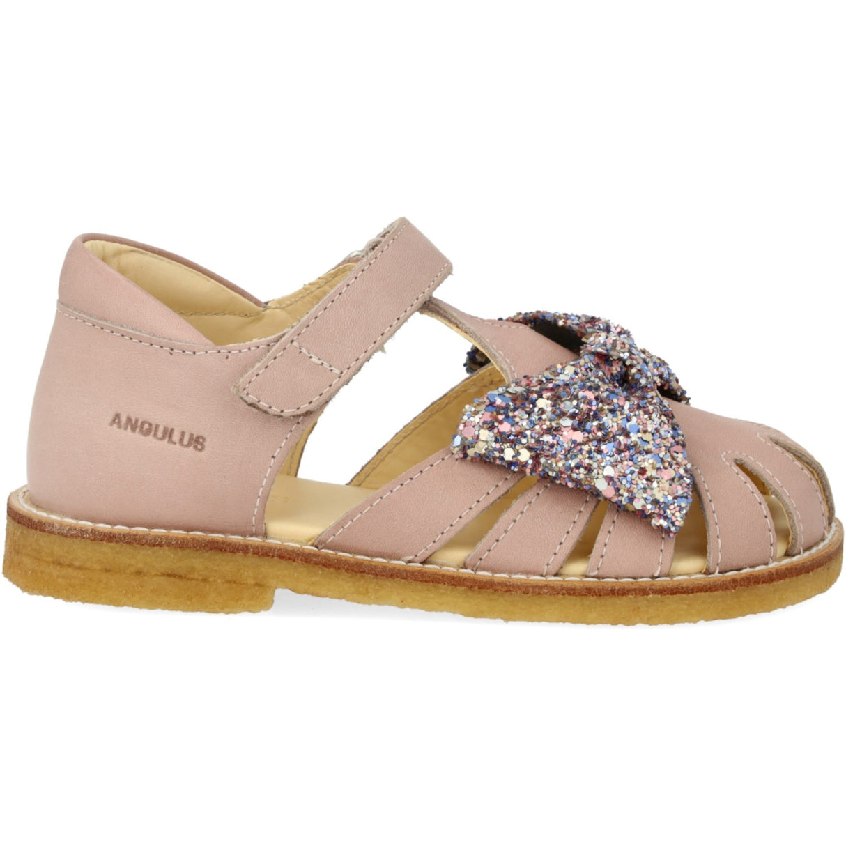 Angulus Rosebud/Pastel multi glitter Sandal Med Glittersløjfe Og Kardborrebandlukning