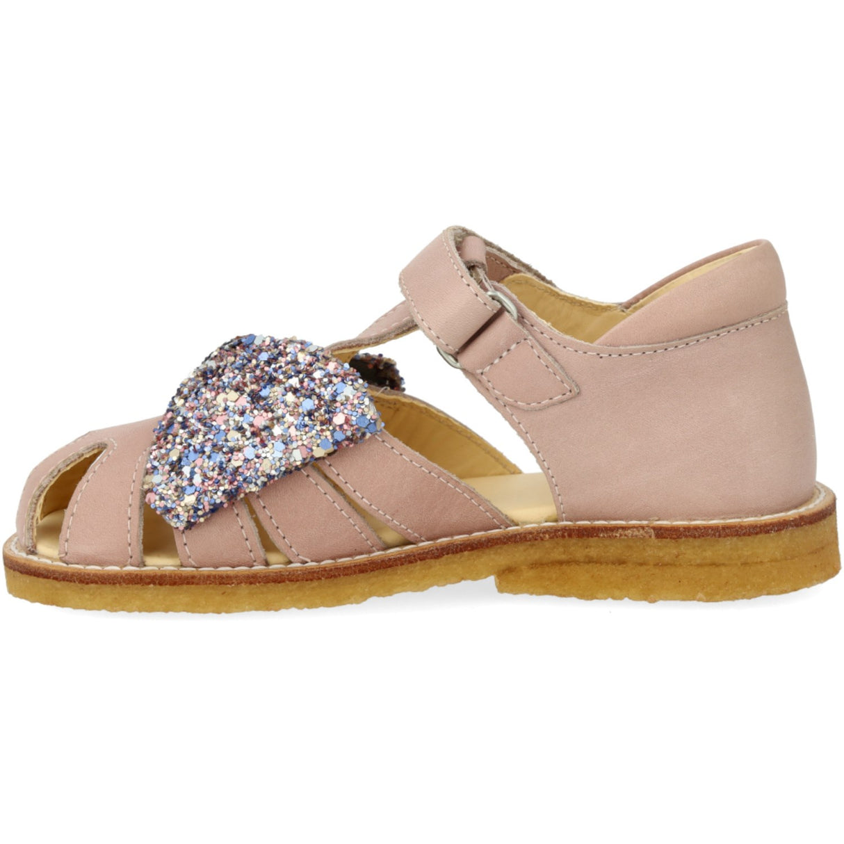 Angulus Rosebud/Pastel multi glitter Sandal Med Glittersløjfe Og Kardborrebandlukning
