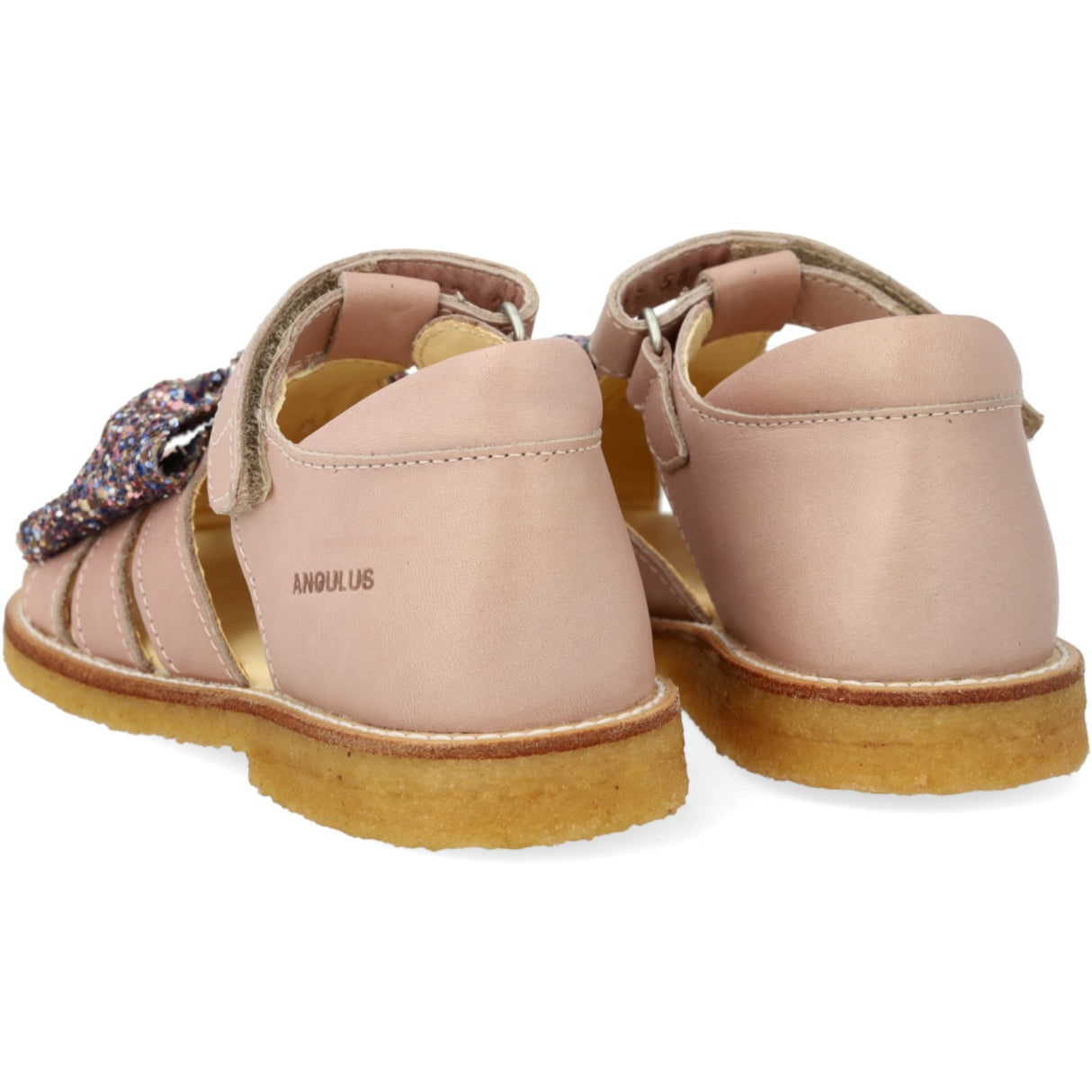 Angulus Rosebud/Pastel multi glitter Sandal Med Glittersløjfe Og Kardborrebandlukning