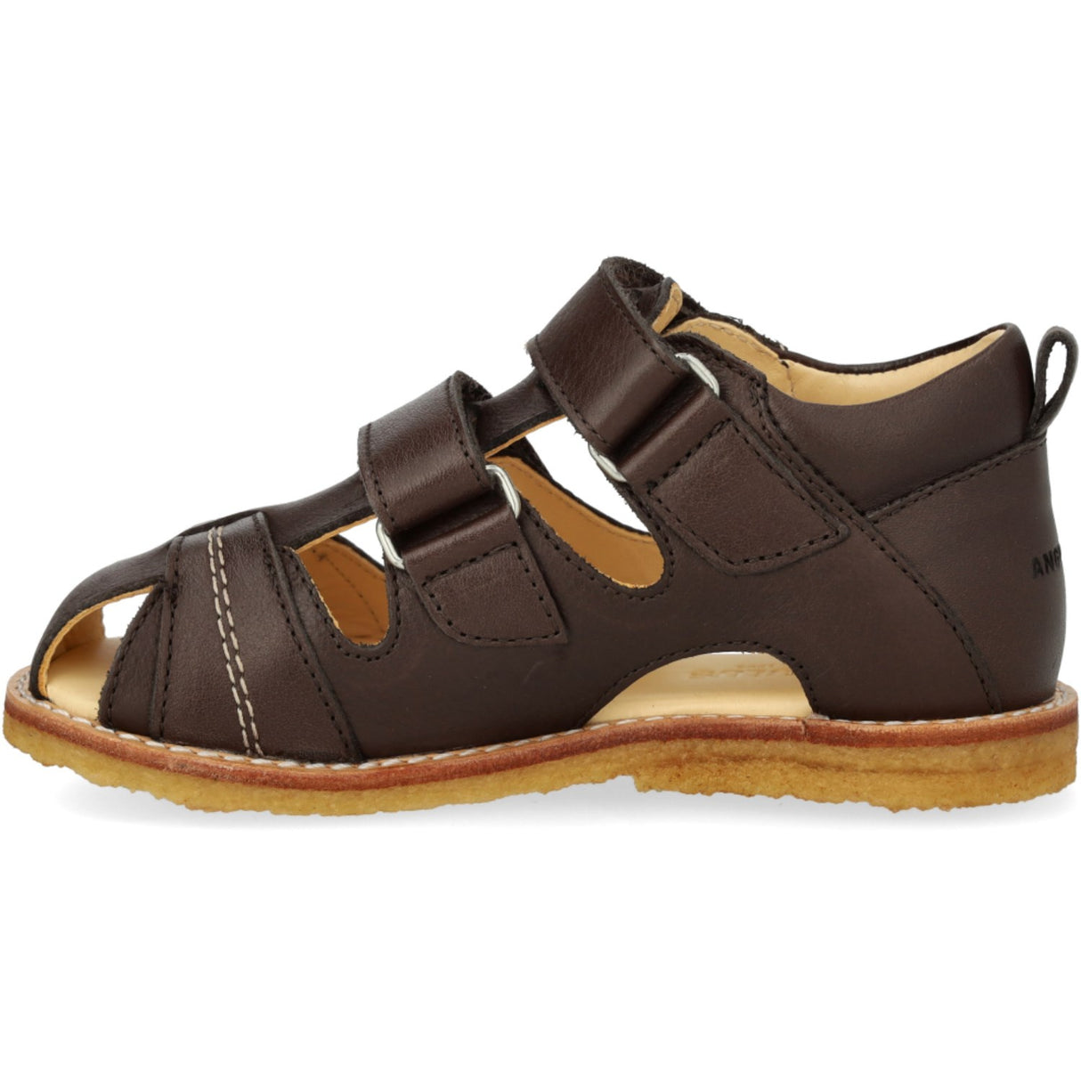 Angulus Dark Brown Börjar Sandal Med Kardborrebandlukning