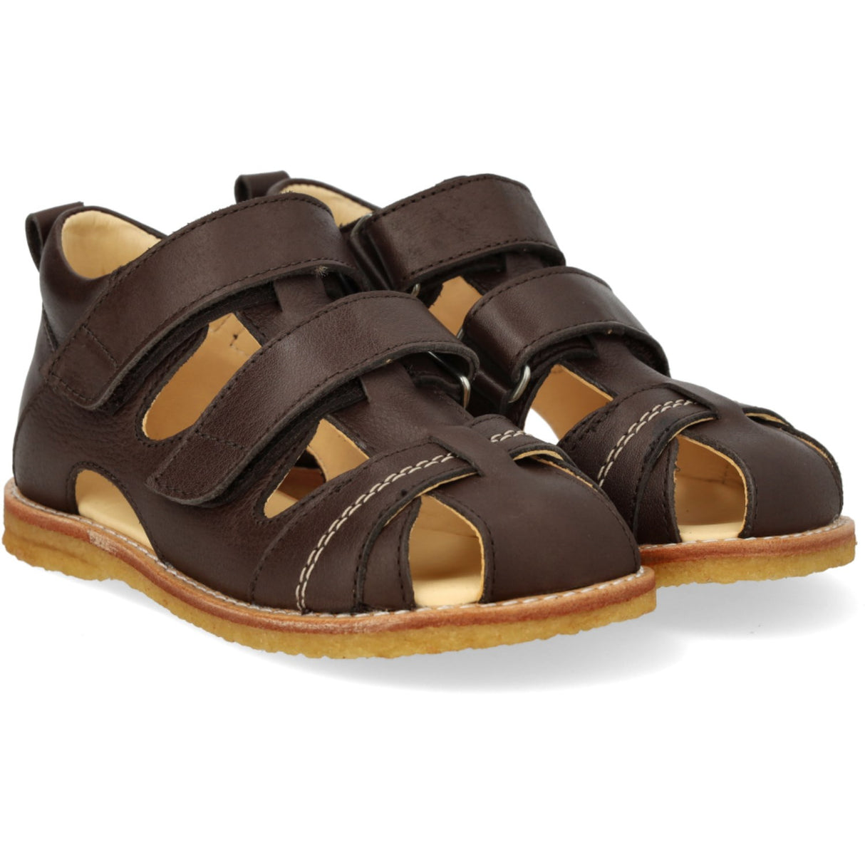 Angulus Dark Brown Börjar Sandal Med Kardborrebandlukning