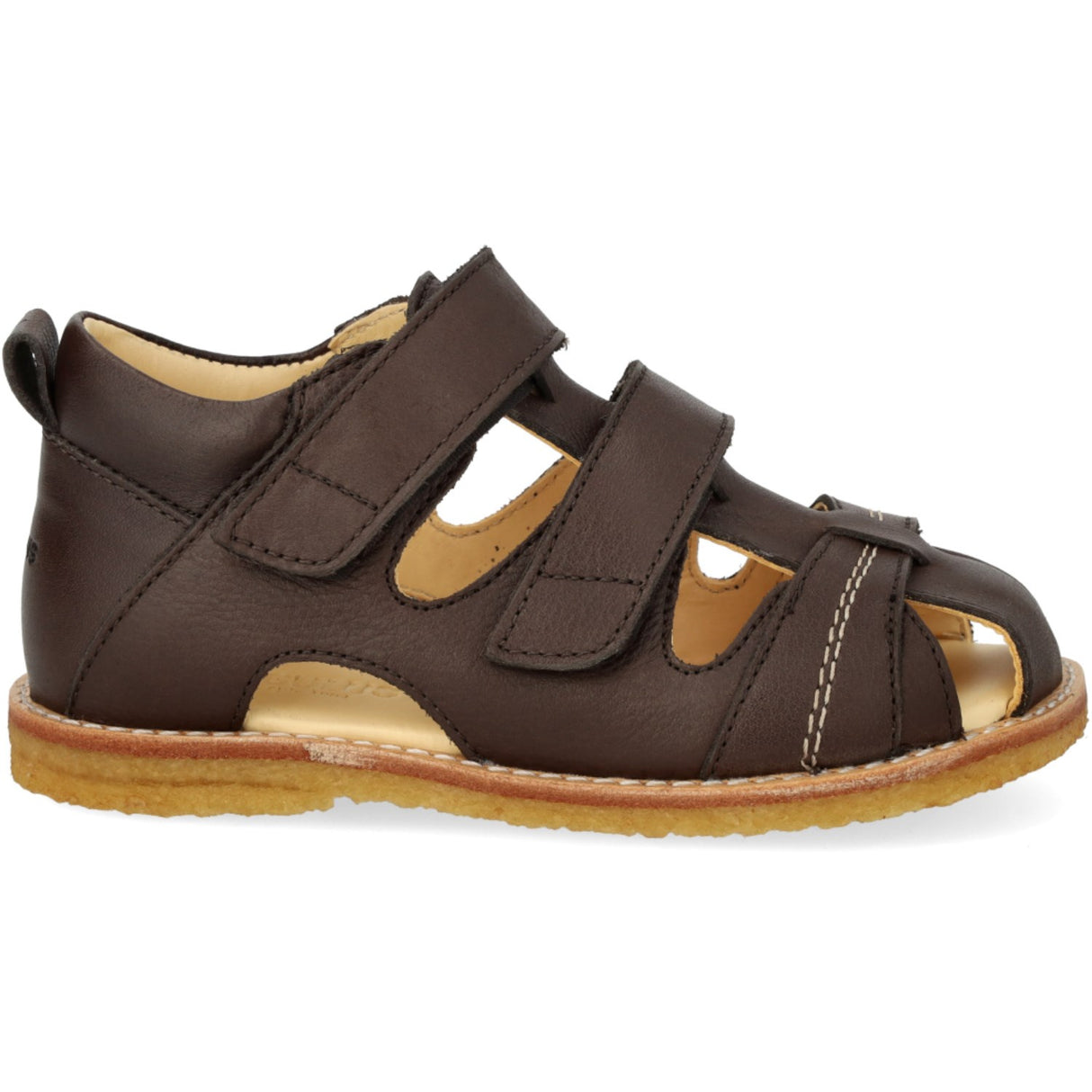 Angulus Dark Brown Börjar Sandal Med Kardborrebandlukning