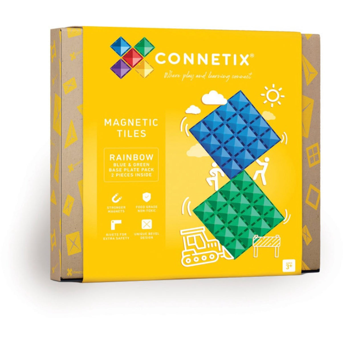 Connetix Rainbow Blue & Green Base Plate Pack 2 Styks