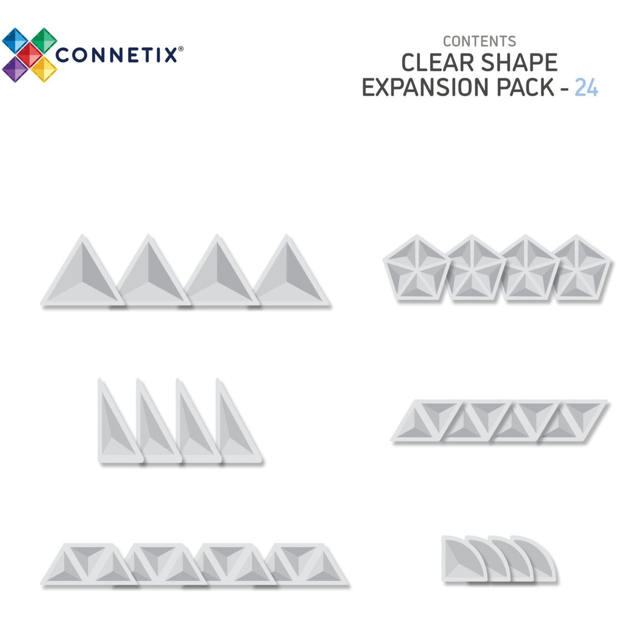 Connetix Clear Shape Expansion Pack 24 Styks