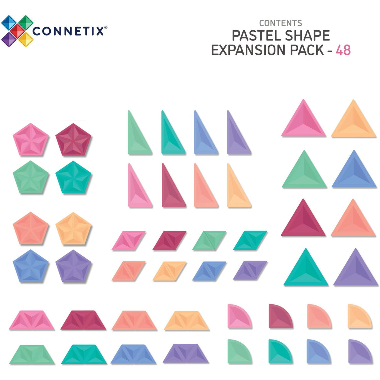 Connetix Pastel Shape Expansion Pack 48 Styks