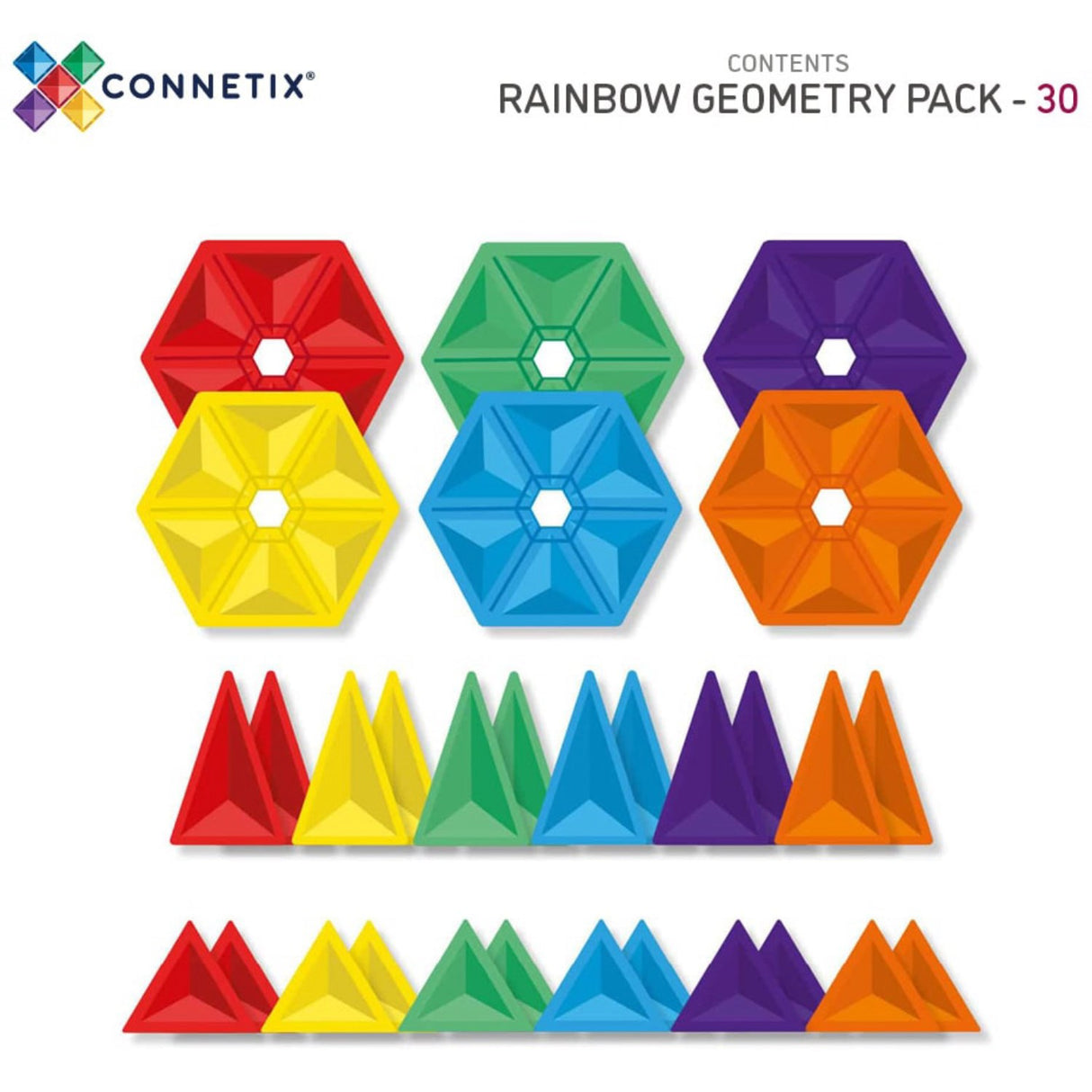 Connetix Rainbow Geometry Pack 30 Styks
