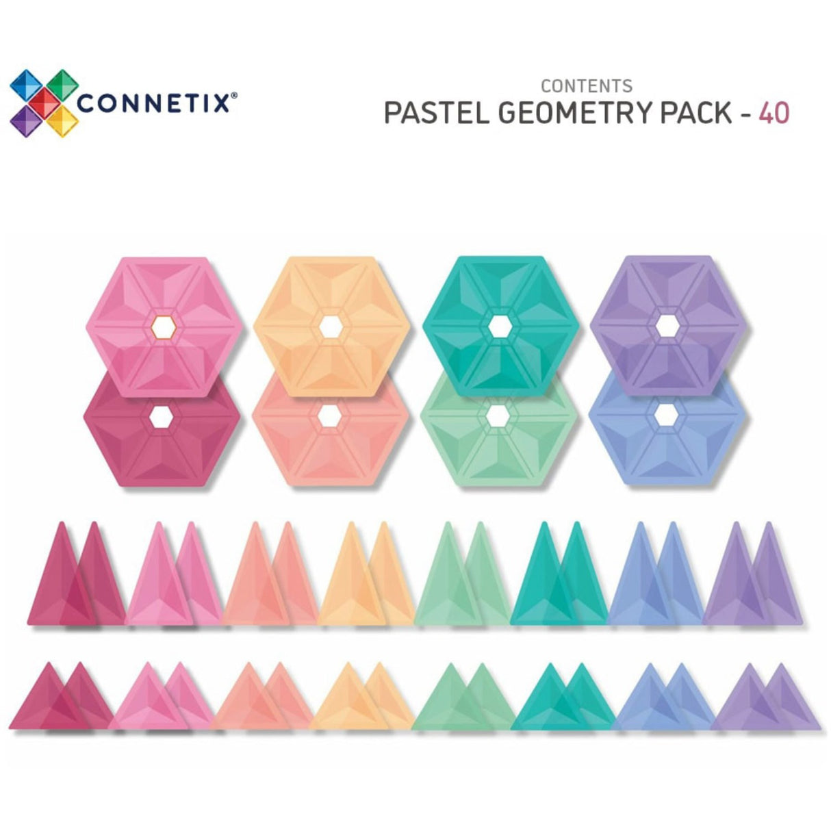 Connetix Pastel Geometry Pack 40 Styks