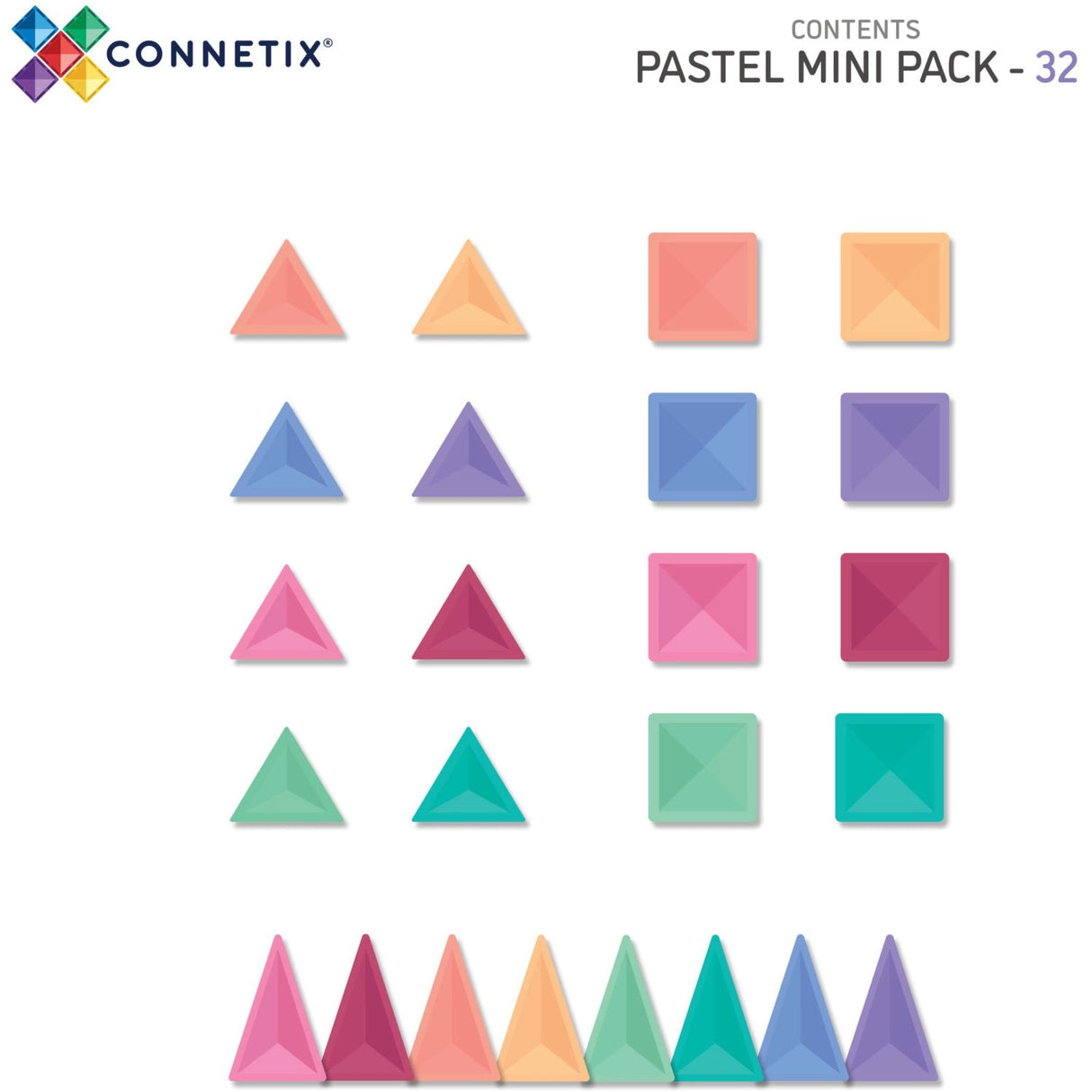 Connetix Pastel Mini Pack 32 Styks