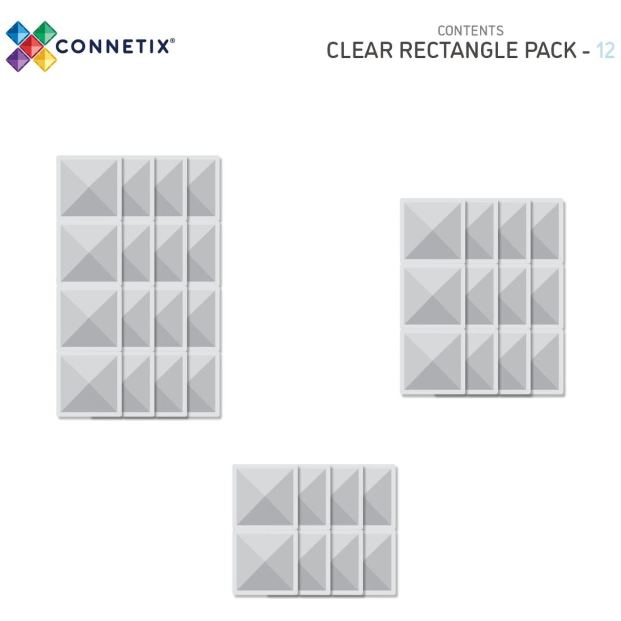 Connetix Clear Rectangle Pack 12 Styks