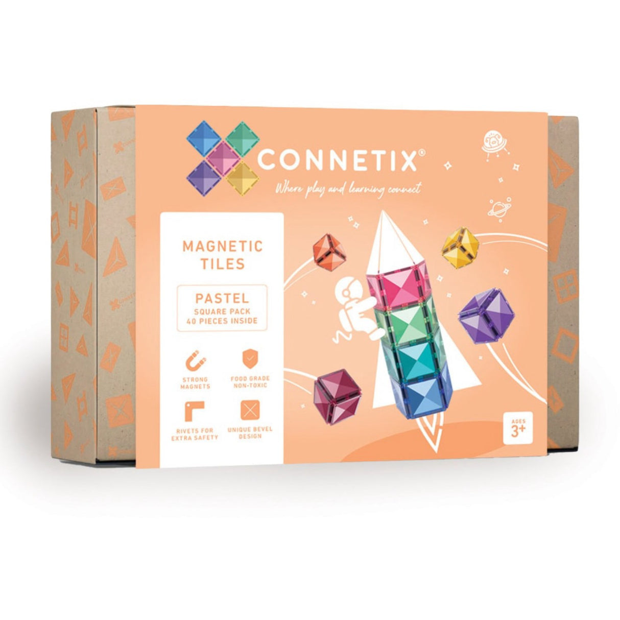 Connetix Pastel Square Pack 40 Styks