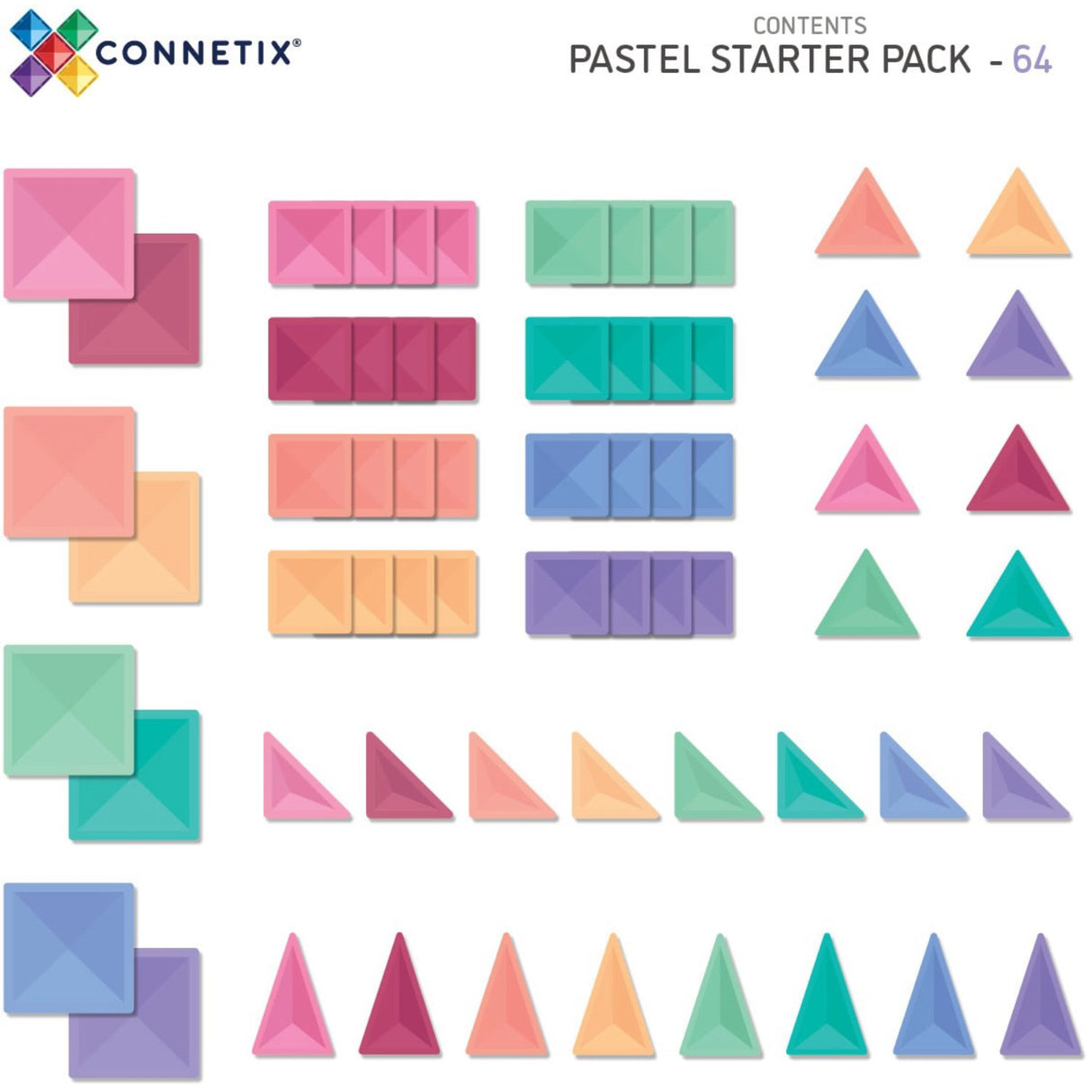 Connetix Pastel Starter Pack 64 Styks