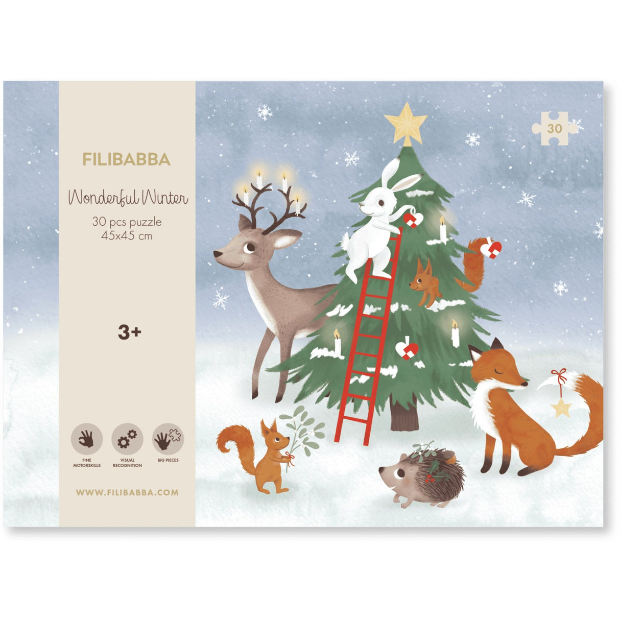 FILIBABBA Forest Friends Pussel 30 Styks 45x45 Cm Wonderful Winter