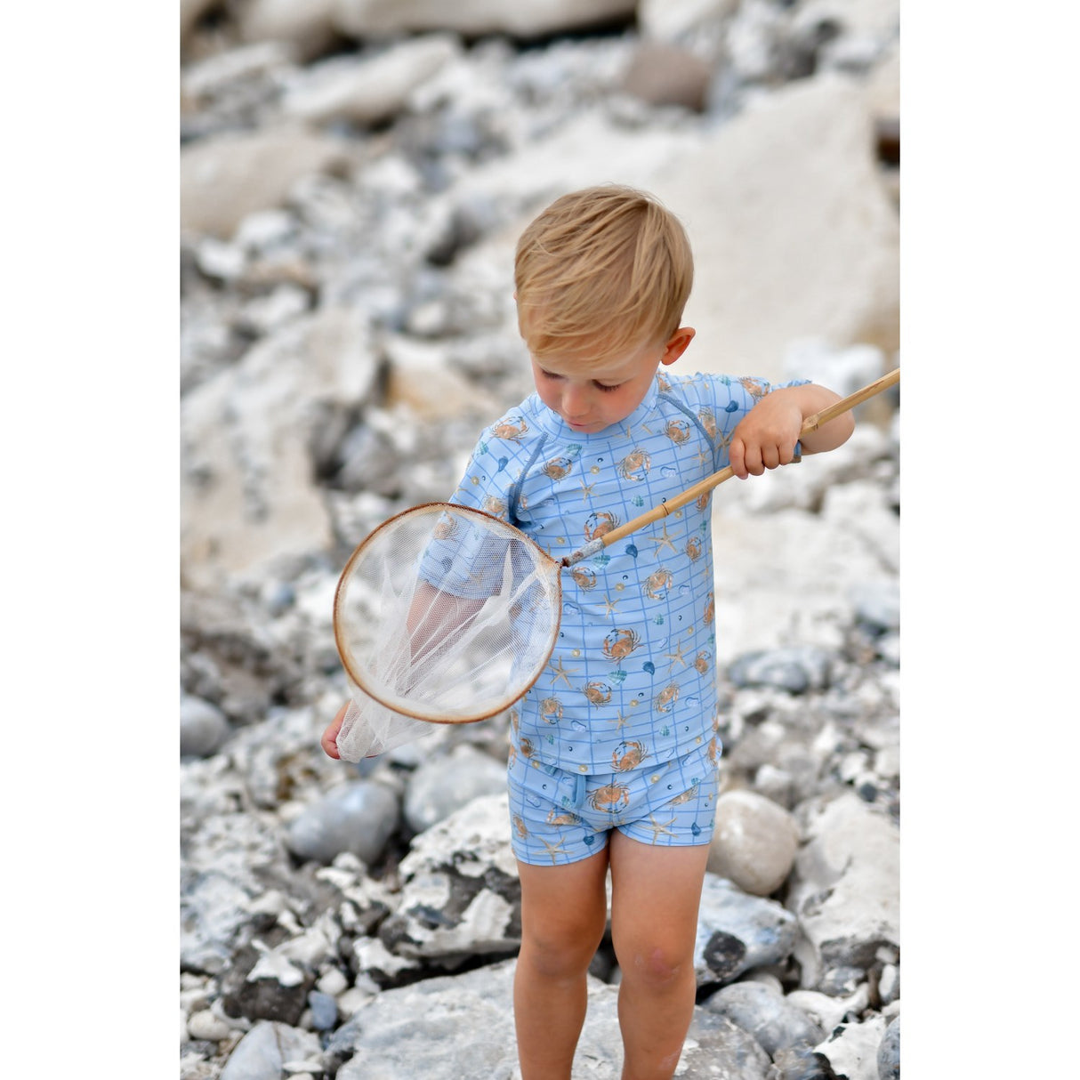 Mikk-Line Faded Denim AOP UV Bade Trøje Återvunnen