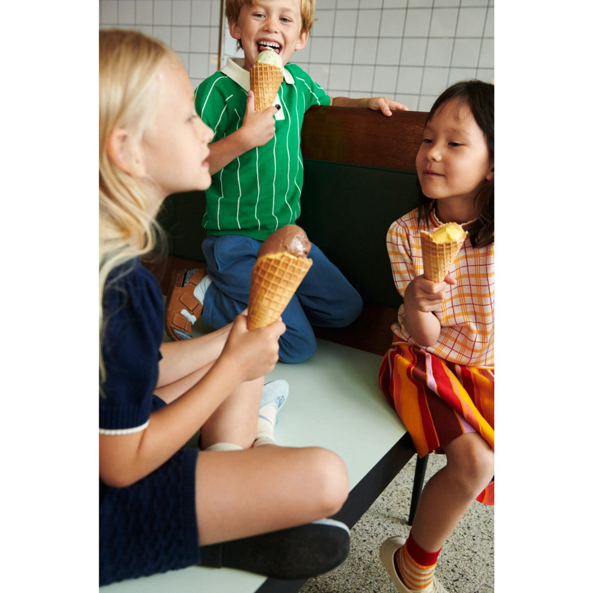 FUB basil/ecru Striped Pikétröja