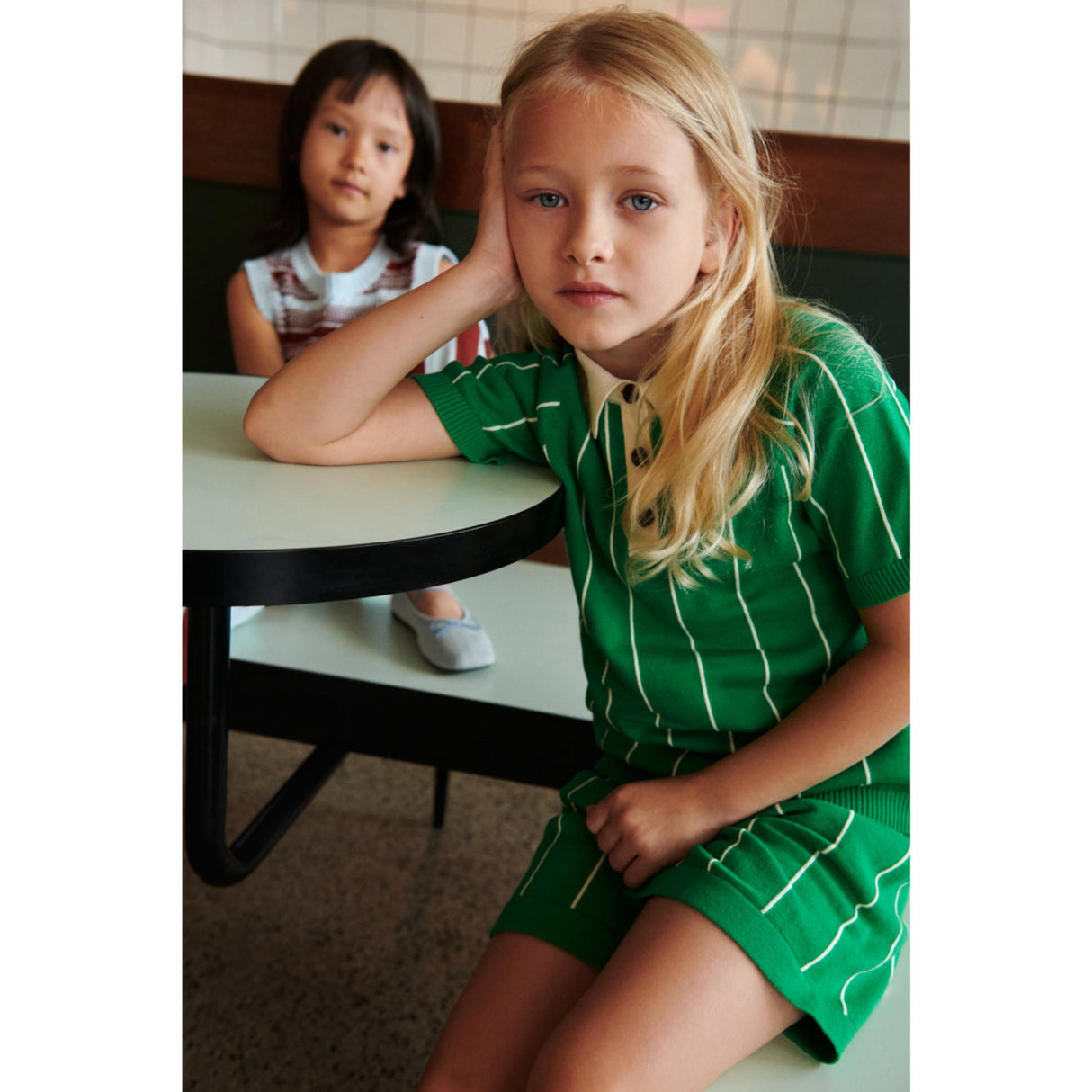 FUB basil/ecru Striped Pikétröja