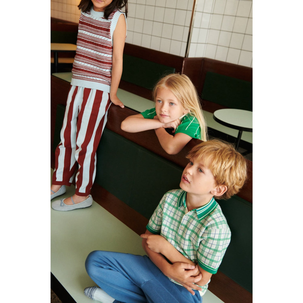 FUB basil/ecru Striped Pikétröja