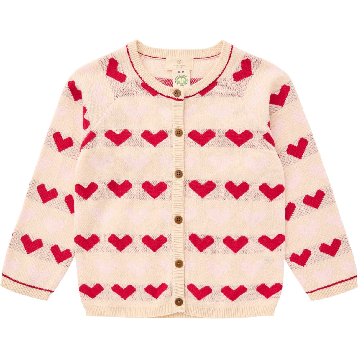 COPENHAGEN COLORS Berry Comb. Stickad Heart Cardigan