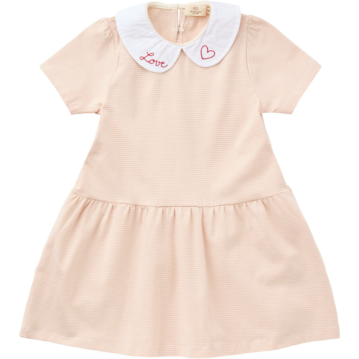 COPENHAGEN COLORS Dusty Rose/Cream Stripe Striped Klänning m. Poplin Krage
