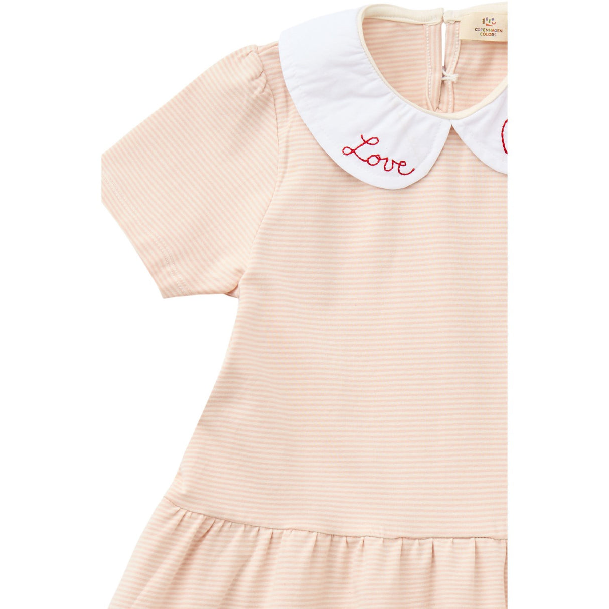 COPENHAGEN COLORS Dusty Rose/Cream Stripe Striped Klänning m. Poplin Krage