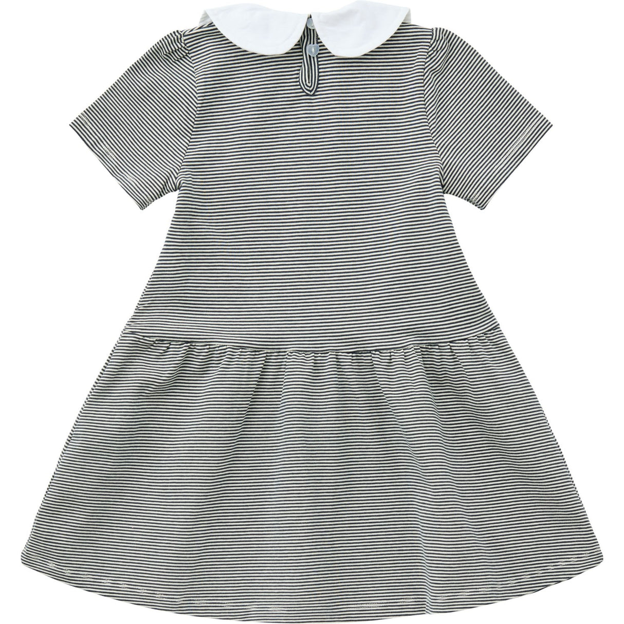 COPENHAGEN COLORS Navy/Cream Stripe Striped Klänning m. Poplin Krage