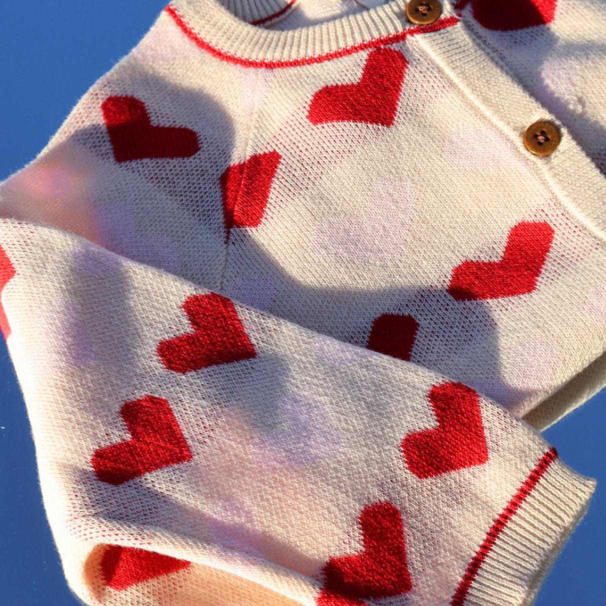 COPENHAGEN COLORS Berry Comb. Stickad Heart Cardigan