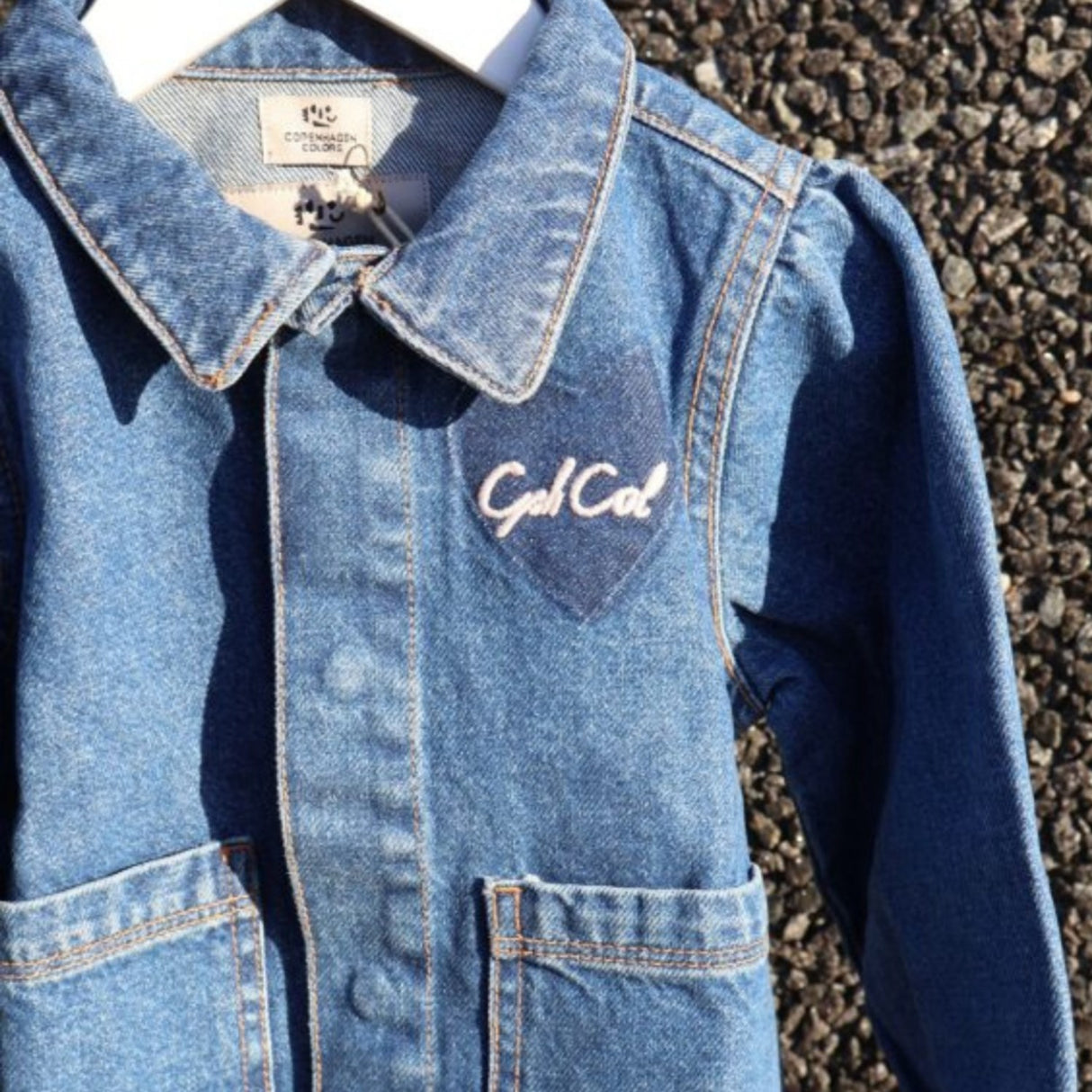 COPENHAGEN COLORS Indigo Blue Washed Organic Denim Hearts Jacka