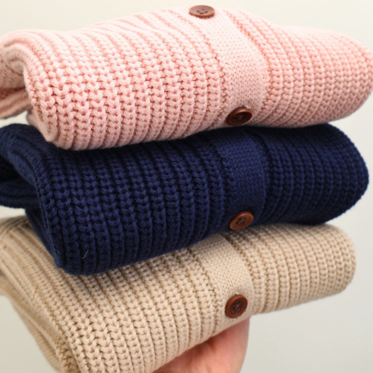 COPENHAGEN COLORS Dusty Rose Stickad Classic Rib Cardigan