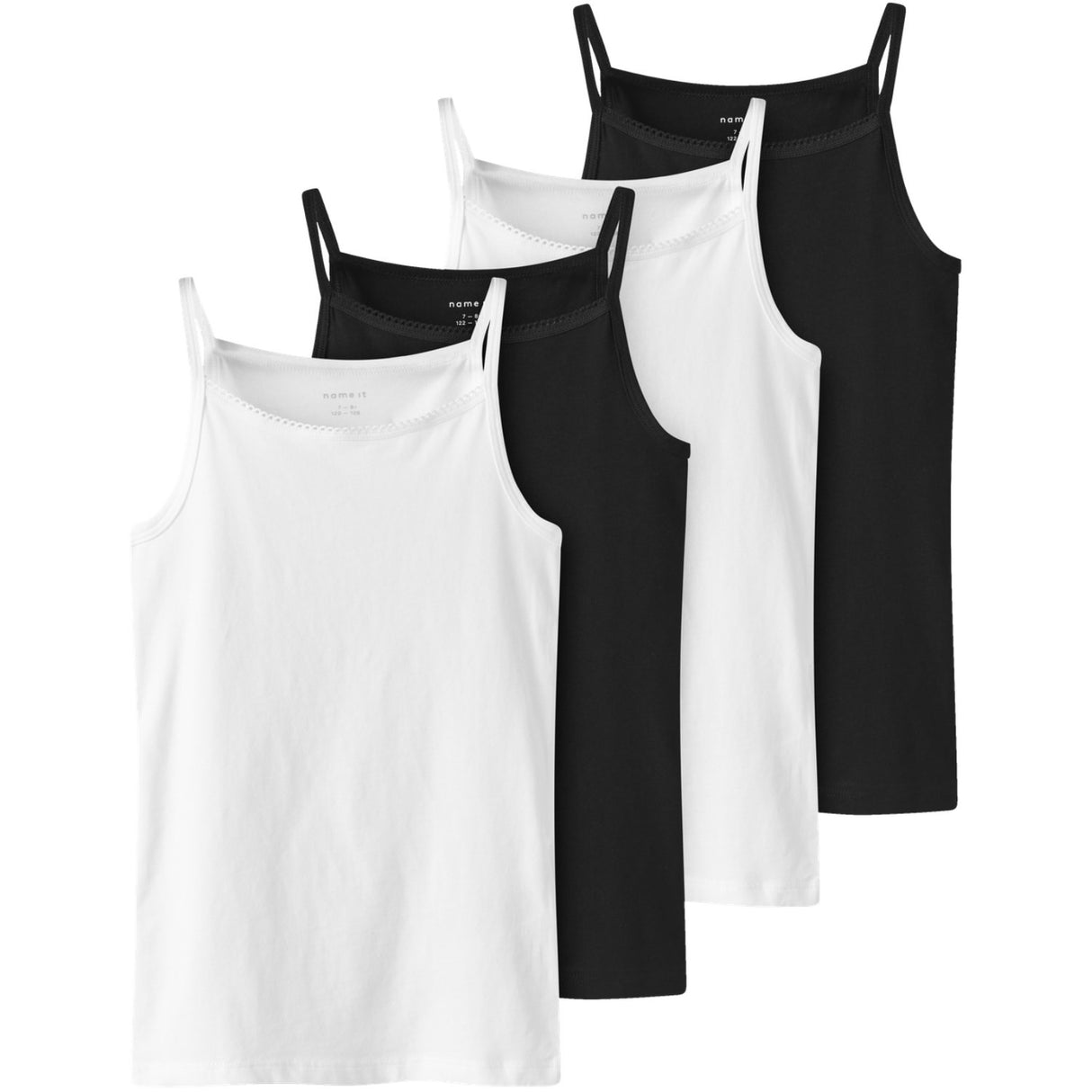 Name It Black Rem Topp 4-Pack Black White Solid Noos