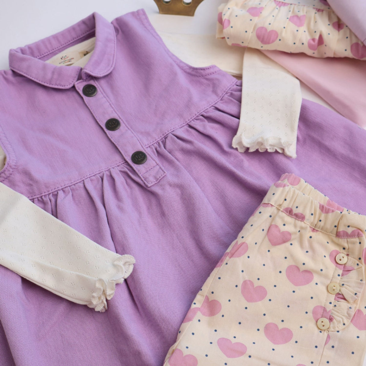 COPENHAGEN COLORS Lavender Organic Twill Klänning m. Krage