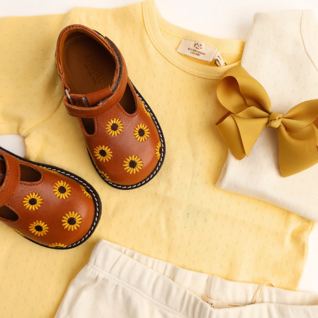 COPENHAGEN COLORS Lt Yellow Summer Pointelle T-Skjorta Ss