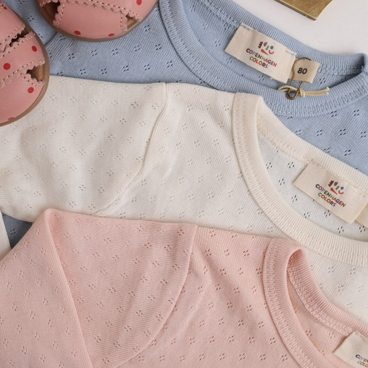 COPENHAGEN COLORS Dusty Rose Summer Pointelle Ls Tee