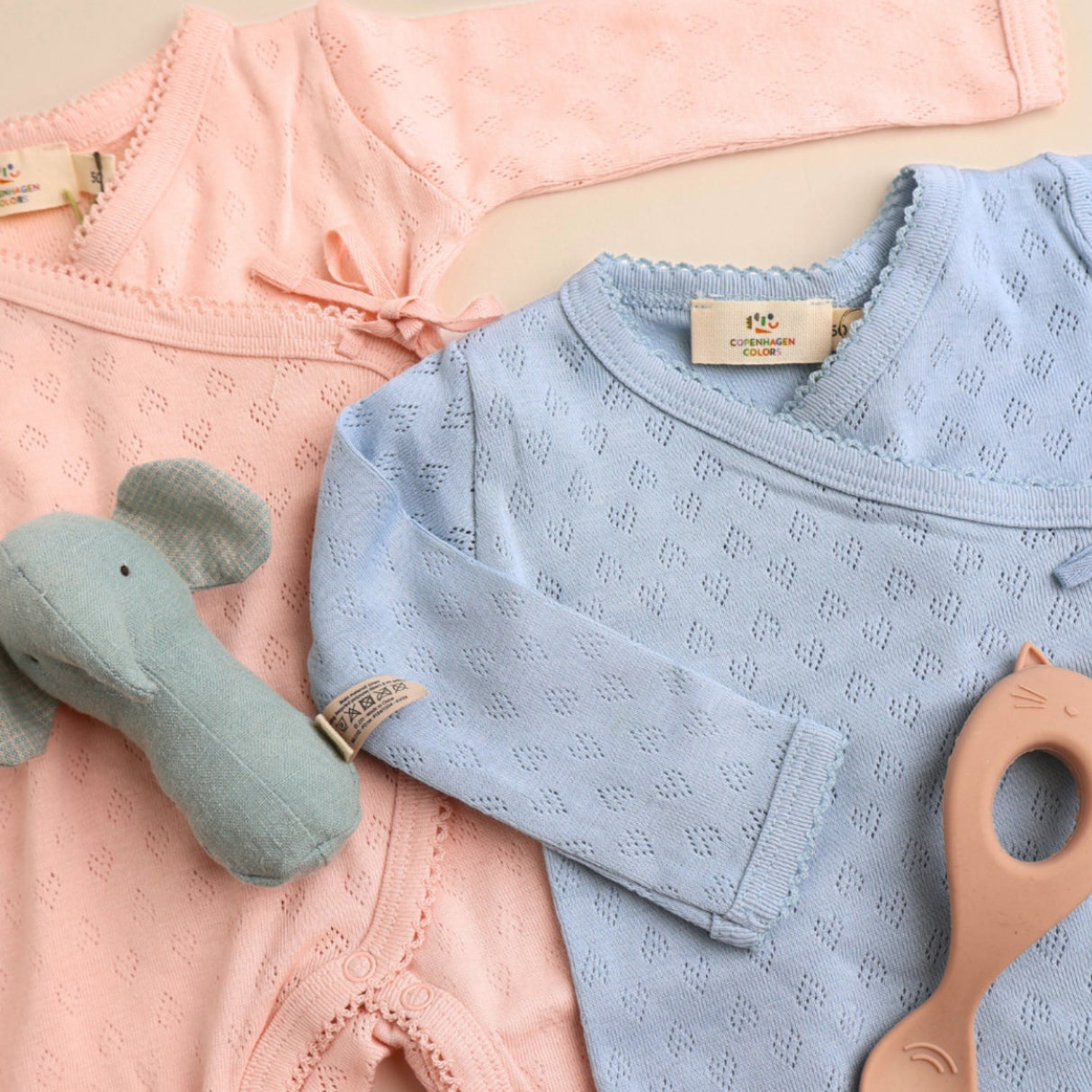 COPENHAGEN COLORS Dusty Blue Pointelle Cross-Över Onesie
