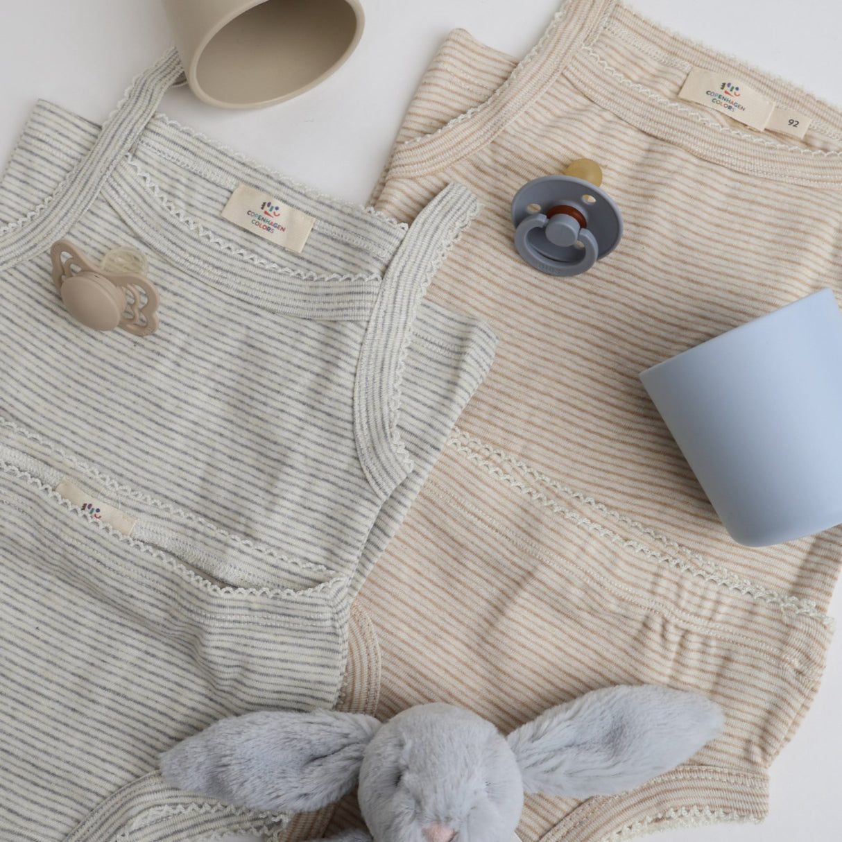 COPENHAGEN COLORS Beige Stripe Strap Topp And Underpants Striped