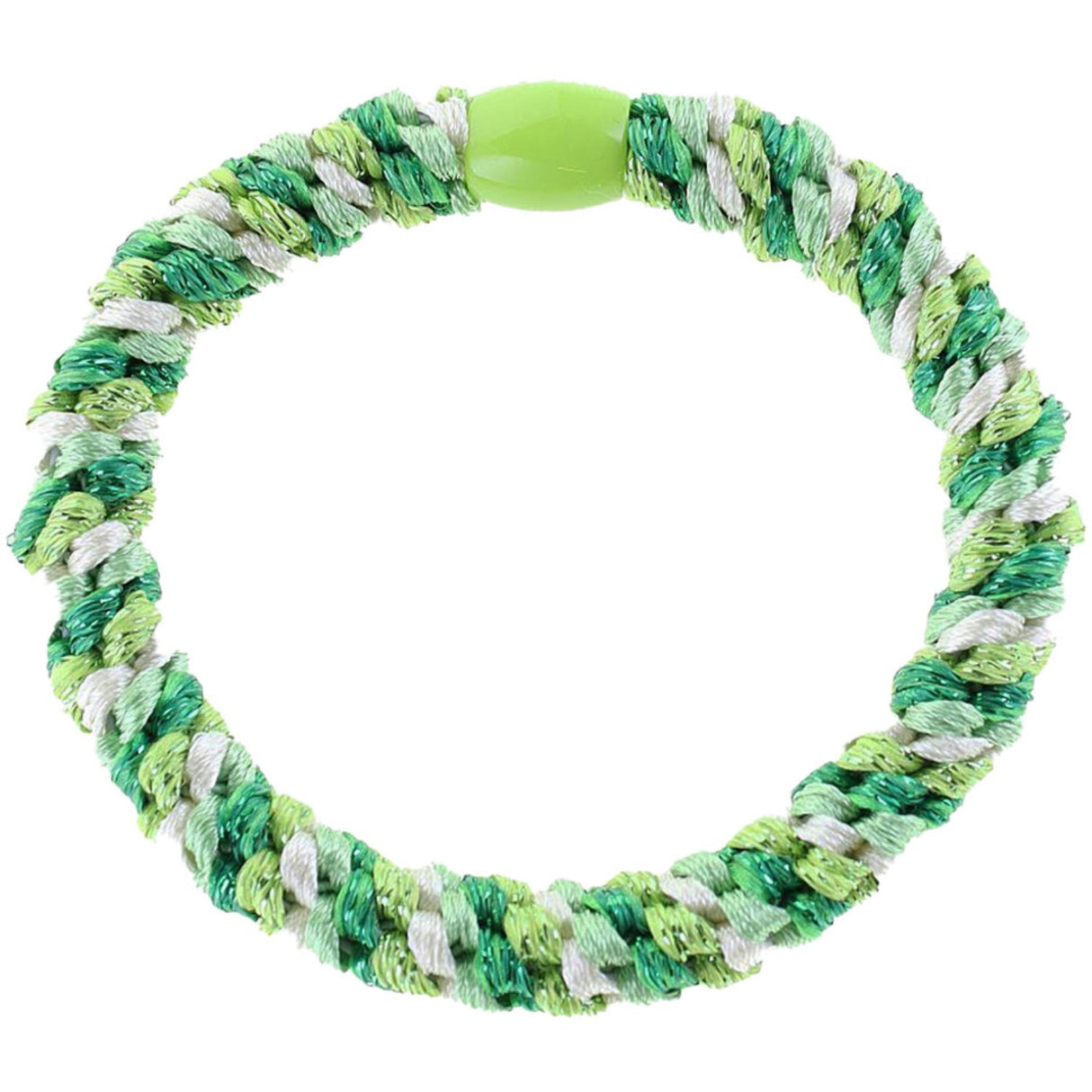 Bow's by Stær Flätat Hår Elastiskt - Multi Green/Off-White Glitter 6-pack