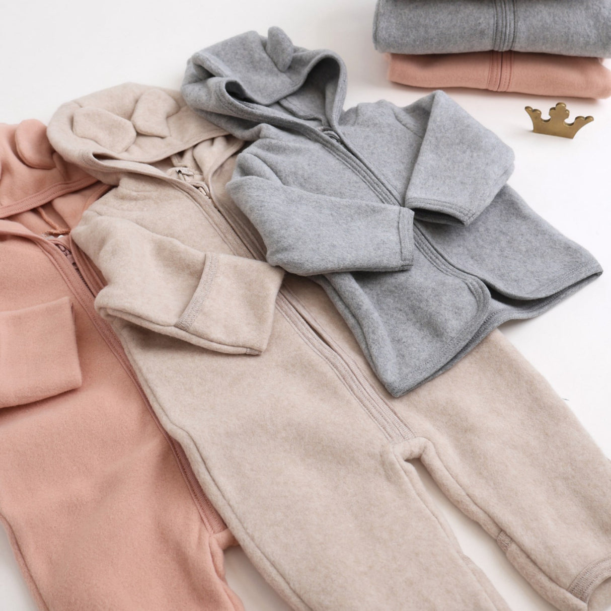 Huttelihut Ljus Grey Melange Jacka Ears Bomull Fleece