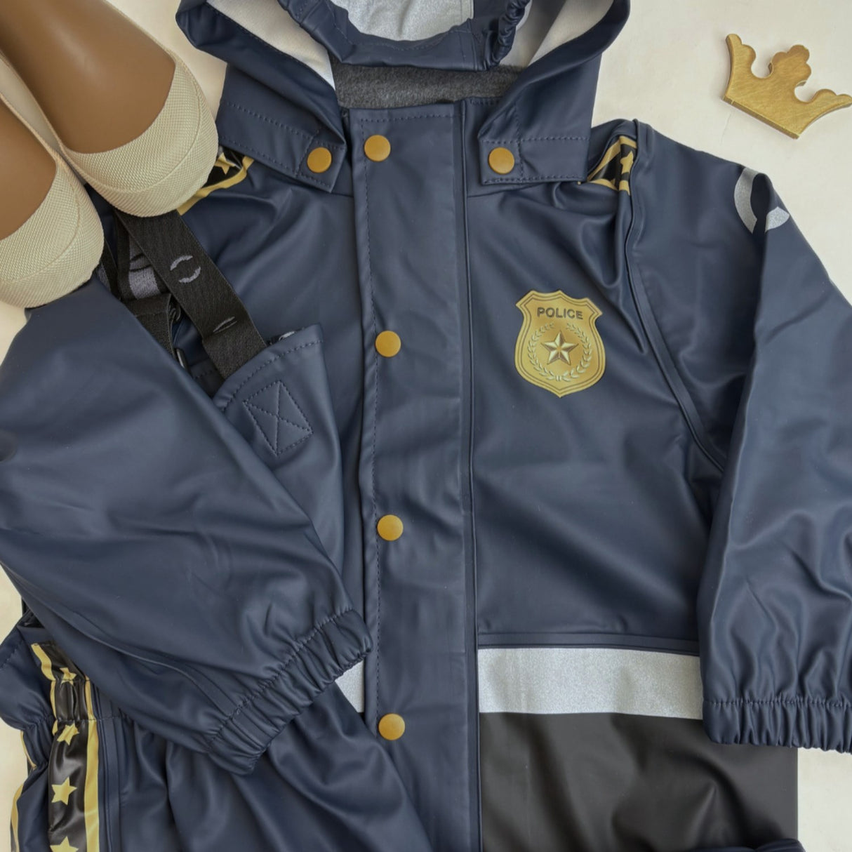 Mikk-Line Blue Nights Police Suspenders Rain Sett